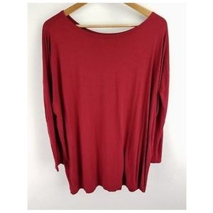 Piko Shirt Brick Red Oversized LS Scoop Neck Small